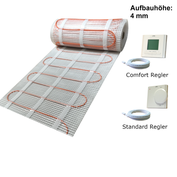 Fußbodenheizung Elektrisch Bodenheizung Vollwertigeheizung *Komplett-Set* 1-18m² Standard Regler + Sensor 5 m²