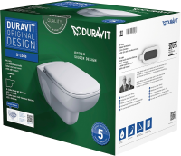 DURAVIT D-Code Wand-WC Duravit Rimless® Set inkl. Sitz mit Absenkautomatik
